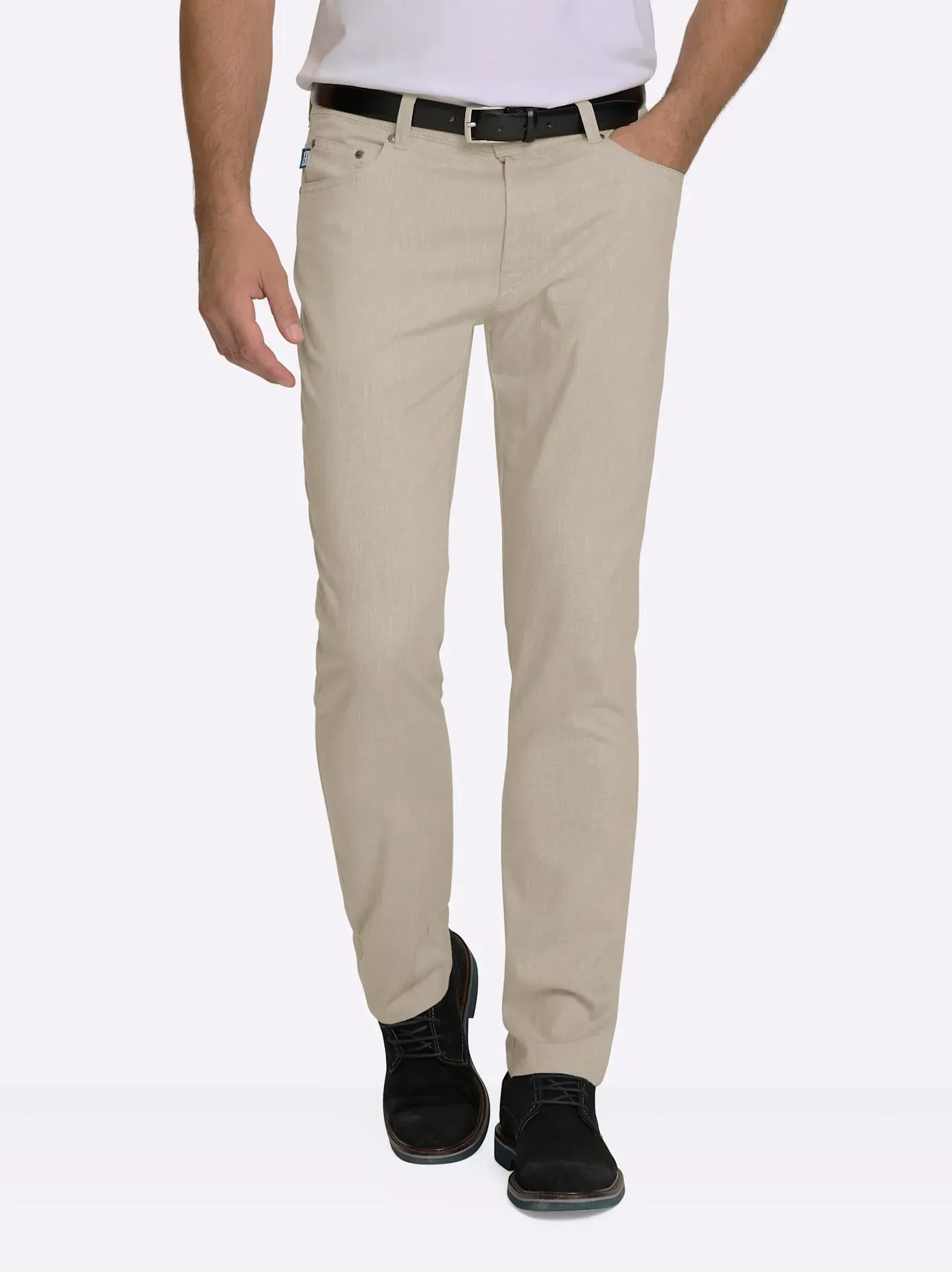5-Pocket-Hose BRÜHL, Herren, Gr. 25, Unterbauchgrößen, beige, meliert, 44% Polyester, 24% Baumwolle, 20% Viskose, 10% Leinen, 2% Elasthan, meliert, unifarben, Hosen 5-Pocket-Hose