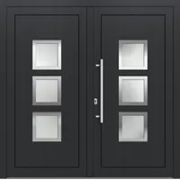 Kunststoff Doppel Haustür "LORELEY" 71 mm Anthrazit RAL 7016 innen öffnend DIN links