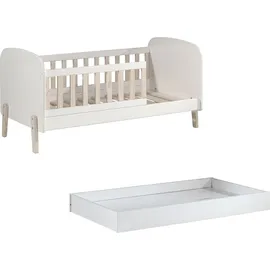 58 aufm Kessel Babybett Karilynn 147x77x68 Gitterbett MDF+Massivholz Weiß