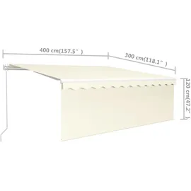 vidaXL Markise 400 x 300 cm creme