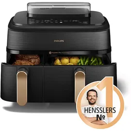 Philips 5000 Series Steam Airfryer Dual Basket NA552/00 Dunkelgrau/Kupfer