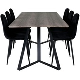 ebuy24 MarinaGRBL Essgruppe Esstisch El Holz dekor grau und 6 Polar Diamond Esszimmerstühle Velour schwarz.