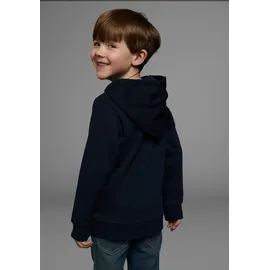 Kidsworld Kapuzensweatshirt "Rakete - Wendepaillette", Jungen, Gr. 140/146, blau (marine), Sweatware, Obermaterial: 100% Baumwolle, Glitzermuster, unifarben, Basic, Rippbündchen, Sweatshirts, lange Ärmel, Basic-Passform, aus Baumwolle, mit Rippbündchen