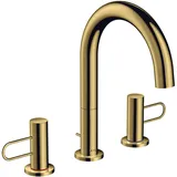 Hansgrohe Axor Uno 3-Loch Waschtischarmatur 200 Bügelgriff mit Bügelgriffen, Zugstangen-Ablaufgarnitur polished gold optic