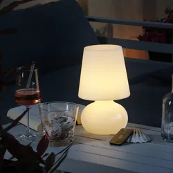 LED Garten Tischlampe - Schirmlampe - wetterfest - dimmbar - mit Fernbedienung -...