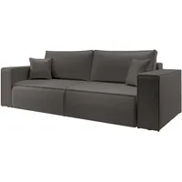 Selsey Farese Cuero – Schlafsofa 3-sitzer Mit Bettkasten, Kunstleder, Dunkelgrau