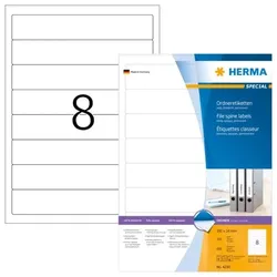HERMA Ordneretiketten 192 x 34 mm, 800 Etiketten, weiß, blickdicht, permanent haftend, für schmale Ordner (kurz)