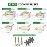 JUST PERFECTO Topfset Induktion Pfannenset mit Deckel Weiß Pfanne 24cm Bratpfanne 28 cm Kochtopfset 28cm