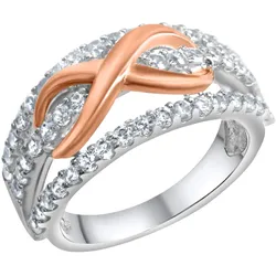 Zeeme Silber Ring Silber 925 zweifarbig mit Unendlichkeits-Motiv