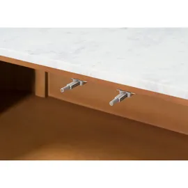 MASSIVMOEBEL24.DE Sideboard 200 x 76 x 40 cm Natur lackiert / Marmor Weiß