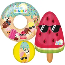 Happy People Happy Summer 3er Strandset Wasserball, Schwimmring & Luftmatratze