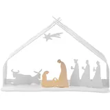 Alessi Bark Crib BM09 W - Design Weihnachtskrippe Reproduktion mit goldenen Details, Edelstahl, Weiß