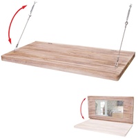 Wandtisch HWC-H48, Wandklapptisch Wandregal Tisch mit Spiegel (ggfs defekt), klappbar Massiv-Holz 120x60cm