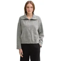 Tom Tailor Sweatjacke mit großem Stehkragen Gr. XXXL (46), grey heringbone boucle, , 94768623-XXXL