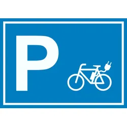 E-Bike Elektrorad Parkplatz Schild waagerecht A2 Rückseite selbstklebend