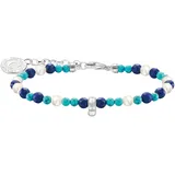 Thomas Sabo Charm-Armband mit weißen Perlen und blauen Beads, Silber 925, 19