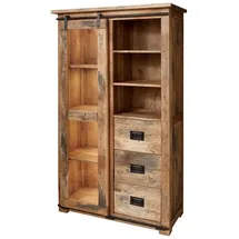 Massivmoebel24 Vitrine RAILWAY 100 x 45 x 175 cm Beige