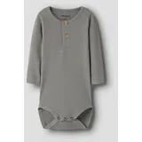 NAME IT "NBMKAB LS BODY NOOS", Mädchen, Gr. 56, N-Gr, grau (shadow), Feinripp, Obermaterial: 57% Baumwolle, 38% Modal, 5% Elasthan, unifarben, regular fit, Rundhals, Bodys