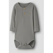 NAME IT "NBMKAB LS BODY NOOS", Mädchen, Gr. 56, N-Gr, grau (shadow), Feinripp, Obermaterial: 57% Baumwolle, 38% Modal, 5% Elasthan, unifarben, regular fit, Rundhals, Bodys