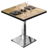 GGM Möbel Bistrotisch 60 x 60 x 75 cm Eiche/Edelstahl Braun/Schwarz