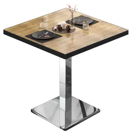 GGM Möbel Bistrotisch 60 x 60 x 75 cm Eiche/Edelstahl Braun/Schwarz