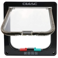 CEESC Katzenklappe mit Magnetverschluss, mit 4 Wege-Schloss, für Welpen und kleine Hunde, in 3 Größen und 2 Farben erhältlich(S,schwarz)