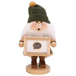 Christian Ulbricht Räuchermann Wichtel mit Bilderrahmen 29,5 cm beige