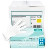 Hypafol Nitril-Handschuhe S-XL, Puderfrei I (1000-St) mit Rollrand, Finger texturiert weiß M