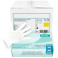 Hypafol Nitril-Handschuhe S-XL, Puderfrei I mit Rollrand, Finger texturiert weiß M