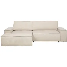 vente-unique Ecksofa mit Schlaffunktion - Ecke links - Strukturstoff - Beige - AMELIA