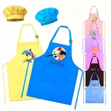 Uniqora Personalisierte Kinder Schürze und Chef Hut Set mit Name, Kinderschürze, Personalisierbar, Kochmütze und Schürze mit Namen für Mädchen und Jungen, zum Backen, Kochen, Küche, Malerei
