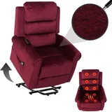 Mendler Fernsehsessel HWC-K63, Relaxsessel, Liegefunktion Aufstehhilfe Massage Heizfunktion, Stoff 220g/m2 Chenille - bordeaux