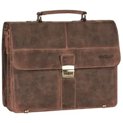 Greenburry Vintage Aktentasche Leder 38 cm mit 2 Hauptfächern brown