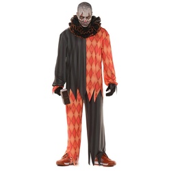 Underwraps Kostüm Böser Clown Kostüm für Jugendliche, Creepy Clown Kostüm für Halloween und Horrorzirkus orange