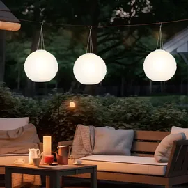 GLOBO 2er Set LED Hängelampe Gartenleuchte weiß Hochzeit Partylaterne Gartendeko, Edelstahl Kunststoff, warmweiß,