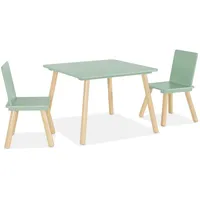 sweeek - Quadratischer Kindertisch mit 2 Stühlen, Beine aus Kiefer