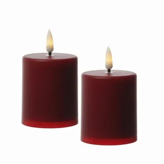 MARELIDA LED Mini Kerzen/Grabkerzen - H: 10cm in rot outdoor 2er Set bis zu 1200h