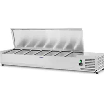 Royal Catering Kühlaufsatzvitrine 150 x 33 cm 7 GN 1/4 Behälter