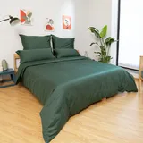 Wolkenfeld Bettwäsche 135x200 40x80 Mako-Satin Baumwolle, & Wald Grün Bettwäsche-Set - 1x Bettbezug 135 x 200 + 1x Kissenbezug 40x80 - Weiche Mako Satin Bettwäsche-Sets