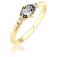 Elli Verlobungsring Bandring 925 Silber, mit Kristallen von Swarovski® goldfarben 52 mm