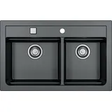 ALVEUS GRANITAL Spüle ATROX 50 in CARBON mit Pop-up-Siphon / Granitspüle - Schwarz