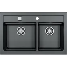 ALVEUS GRANITAL Spüle ATROX 50 in CARBON mit Pop-up-Siphon / Granitspüle - Schwarz