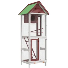 vidaXL Voliere Mokka 60 x 58,5 x 160 cm Weiß