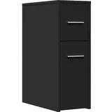 vidaXL Badschrank Schmal mit Rollen Schwarz Holzwerkstoff