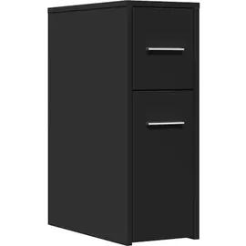 vidaXL Badschrank Schmal mit Rollen Schwarz Holzwerkstoff