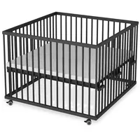 Sämann Babybett Laufgitter 100x100 cm Matratze Basic & Schlupfsprossen Black Premium, stufenlos höhenverstellbar schwarz