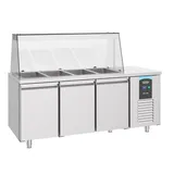 CombiSteel Gastro Kühltisch Kühltheke Saladette 4x 1/1GN, 3 Türen, 1865x700x850mm