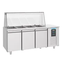CombiSteel Gastro Kühltisch Kühltheke Saladette 4x 1/1GN, 3 Türen, 1865x700x850mm