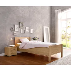 Bett PRIESS "Husum Schlafzimmer Jugendzimmer Rahmenbett", braun (livornobuchefarben), B:110cm H:85cm L:208cm, Betten, Bettgestell Jugendbett, mit Komforthöhe verschiedene Ausführungen hochwertige Premium Qualität