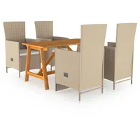 vidaXL Polyrattan Garten-Essgruppe 5-tlg. beige 3068762